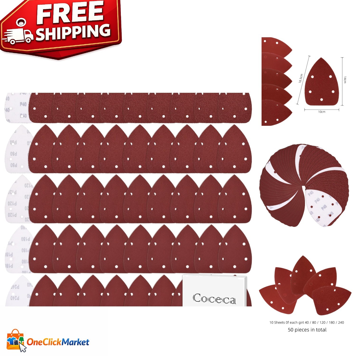50-Piece Sanding Pad Set for Mouse Detail Sanders – Multi-Grit Options