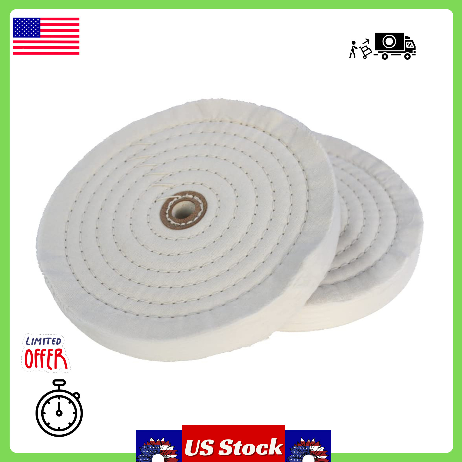 2-Pack 8″ Extra Thick Cotton Buffing Wheels | 70-Ply Polishing Wheels for Bench