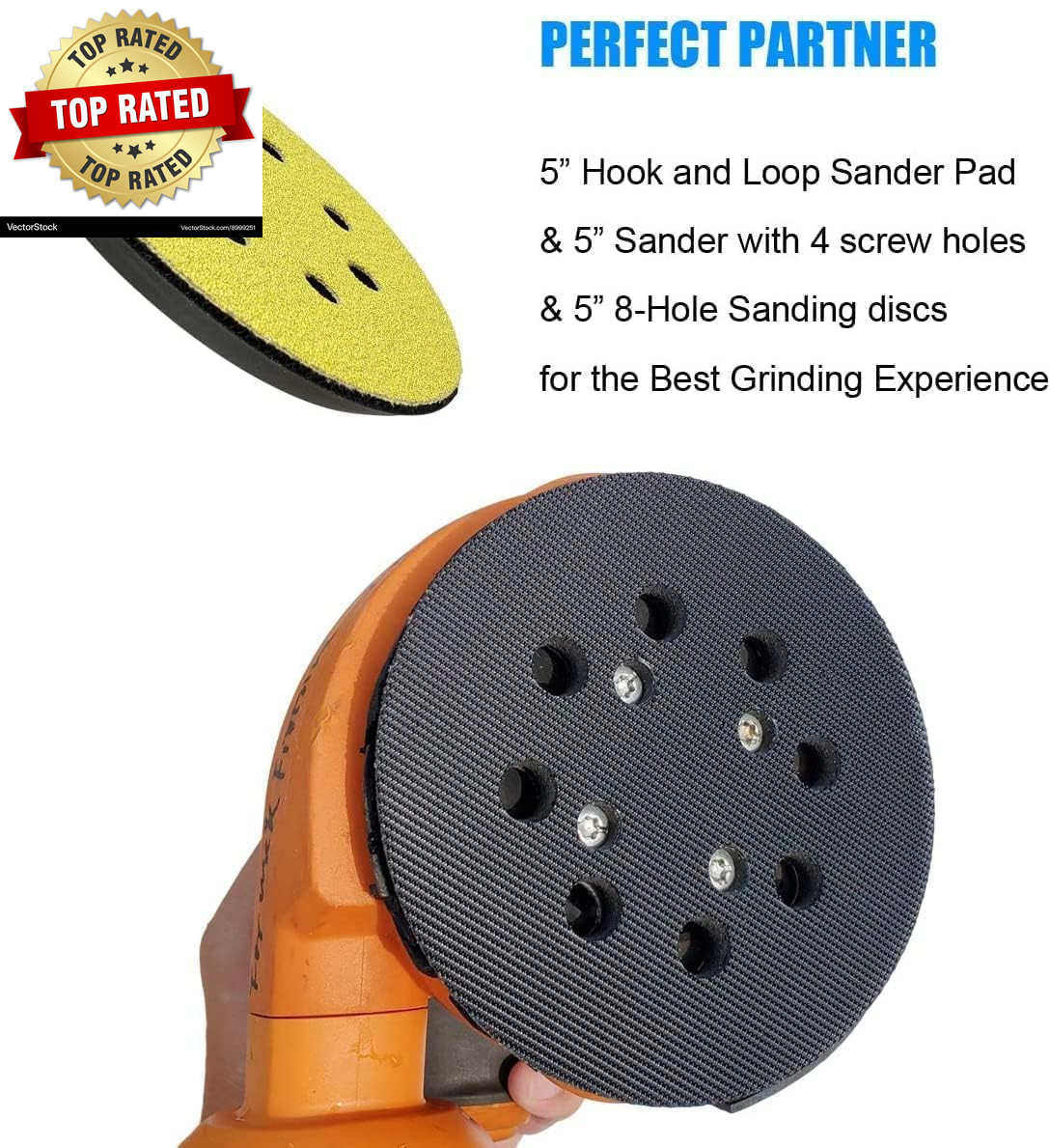 2 Pack 5 Inch 8 Hole Hook and Loop Sander Pad for Ridgid R2600 R2601 5″ Random O