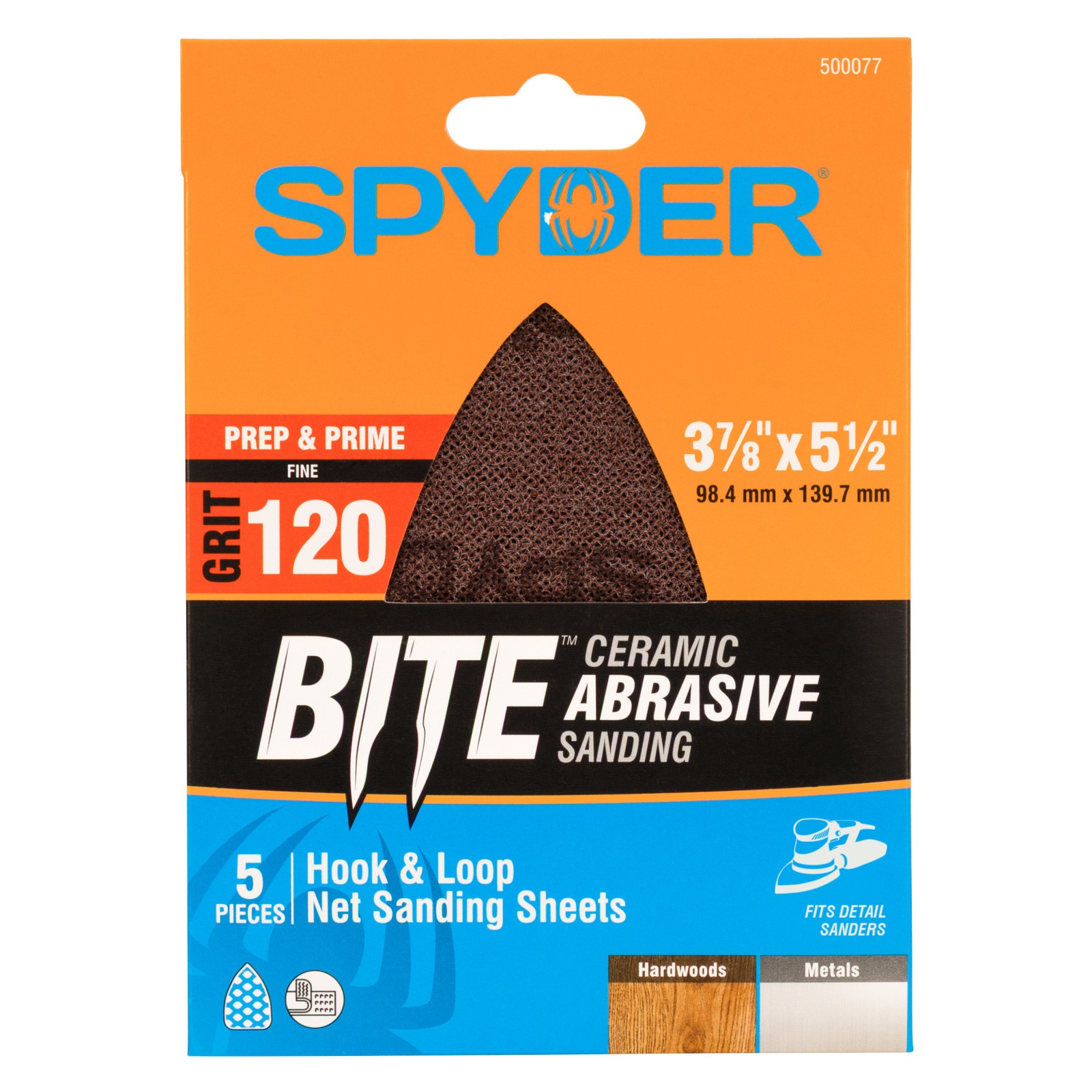 Spyder 3-7/8 in. x 5-1/2 in. 120 Grit Ceramic Net Sanding Sheets 5-Pack 500077