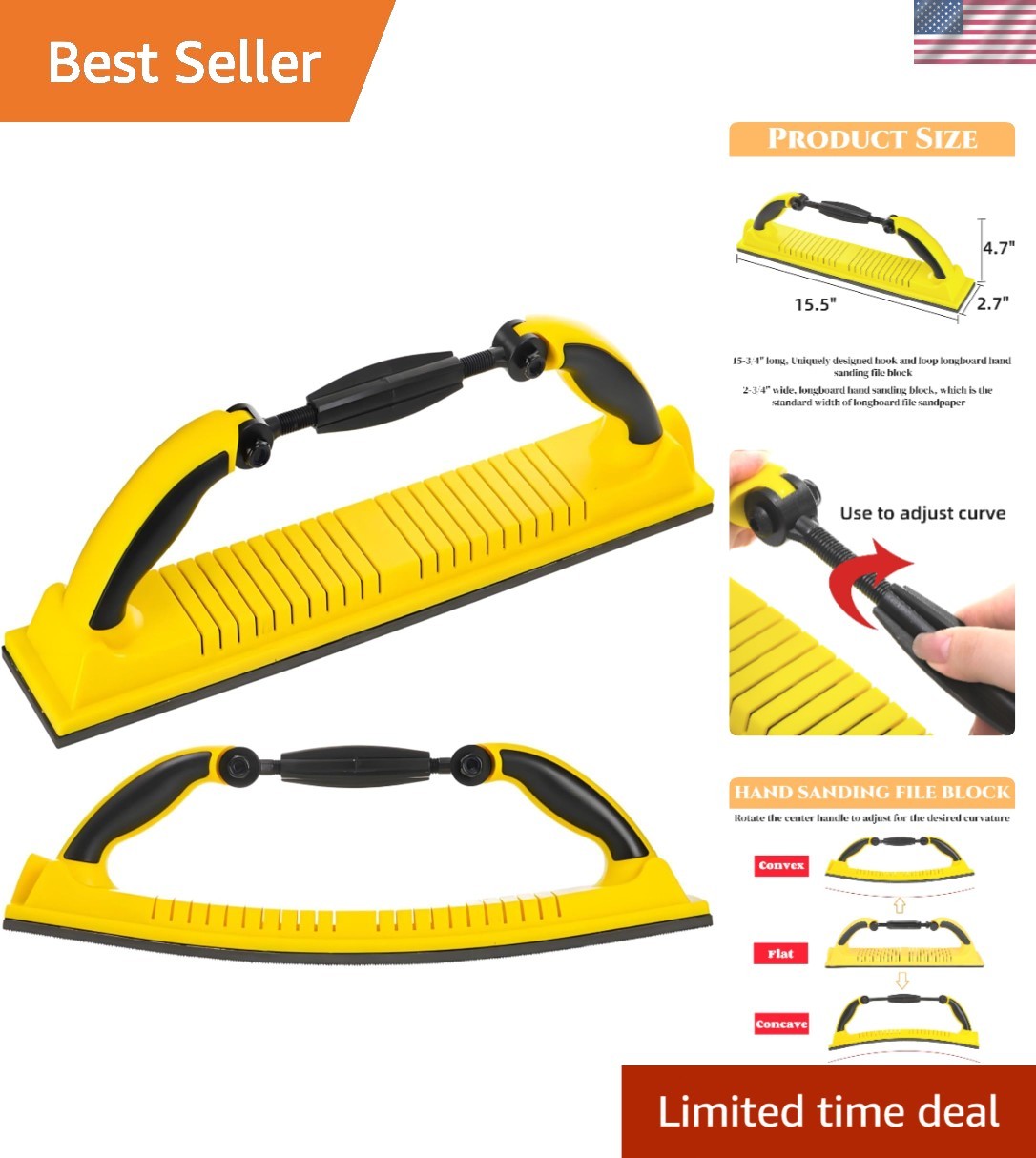 Adjustable Radius Sanding Block Auto Body Woodworking Flex Longboard Tool
