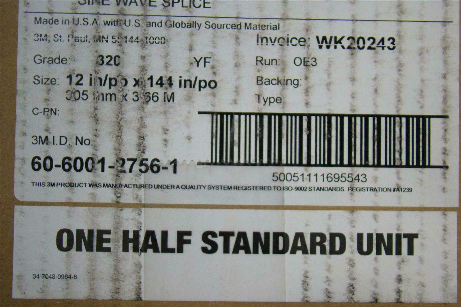 (5) 3M 464W Polishing Cloth Silicon Carside Belts Sine Wave Splice 320Grade 12in