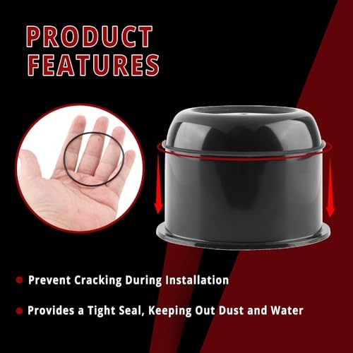 4 Pack 3 inch Wheel Center Caps Plastic Push Through 3.03″ Hub 2.36″ H Black