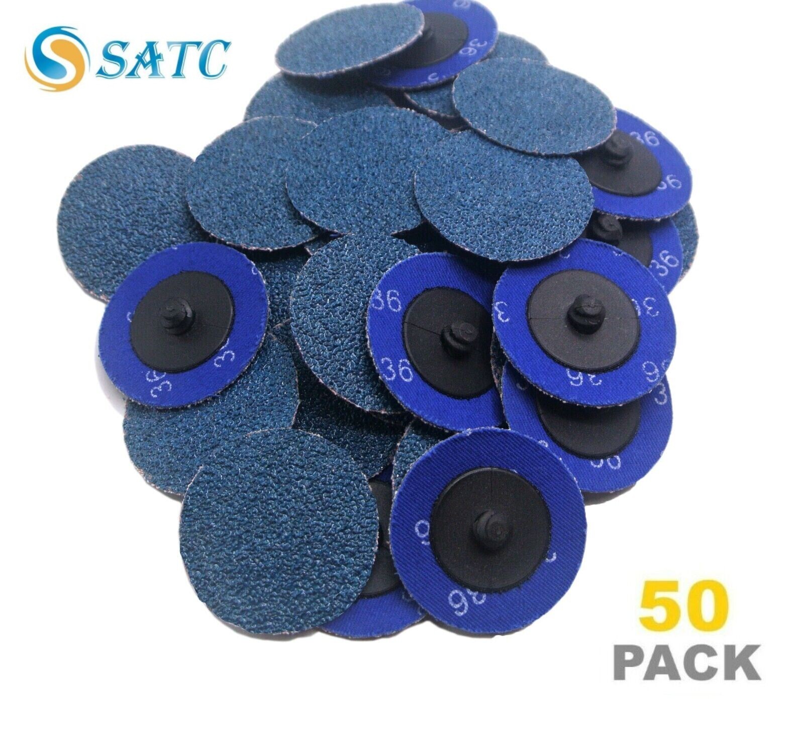 50PCS 2 inch Blue ZA Roll Lock Quick Change Sanding Discs 36 Grit For Polishing