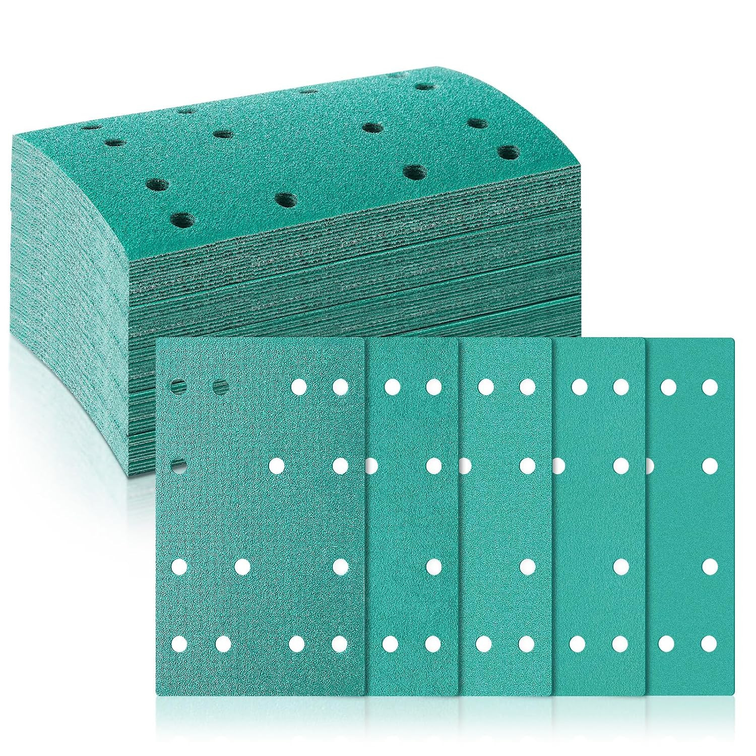 75 Pcs 3″ X 5″ Sandpaper Assortment Compatible with Festool 14 Hole 80, 120, 150