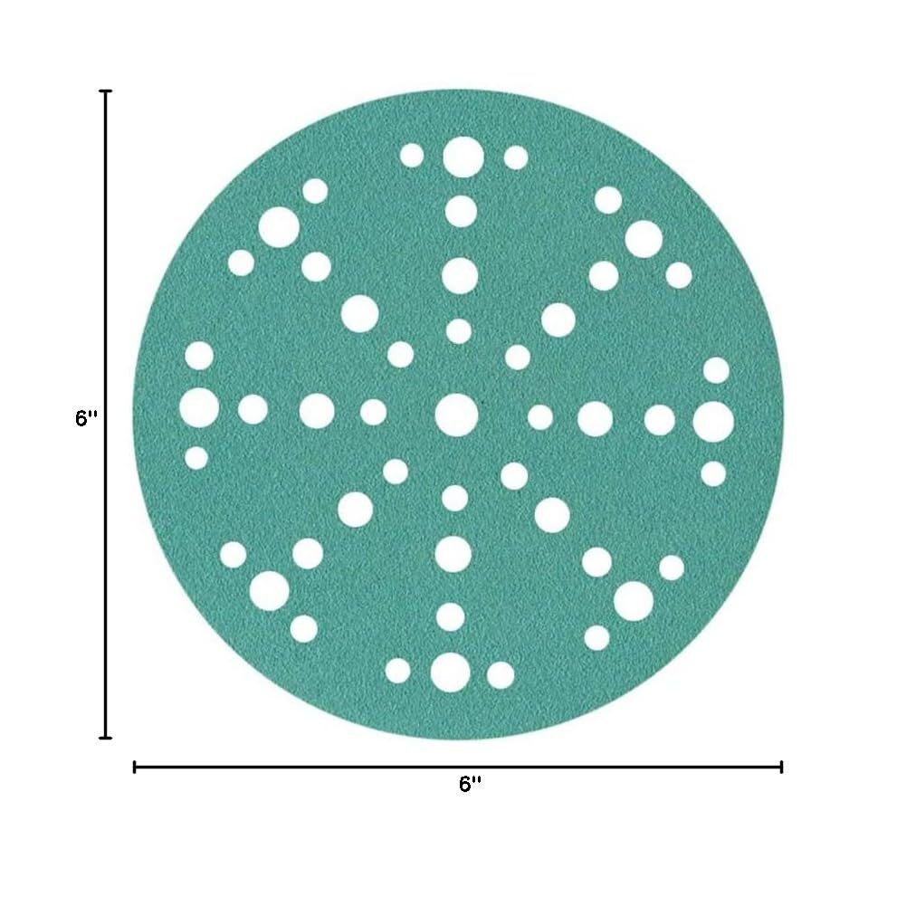 50 Pack 6Inch 150mm Green Film Sanding Disc 49 Hole Sandpaper for Random Orbital