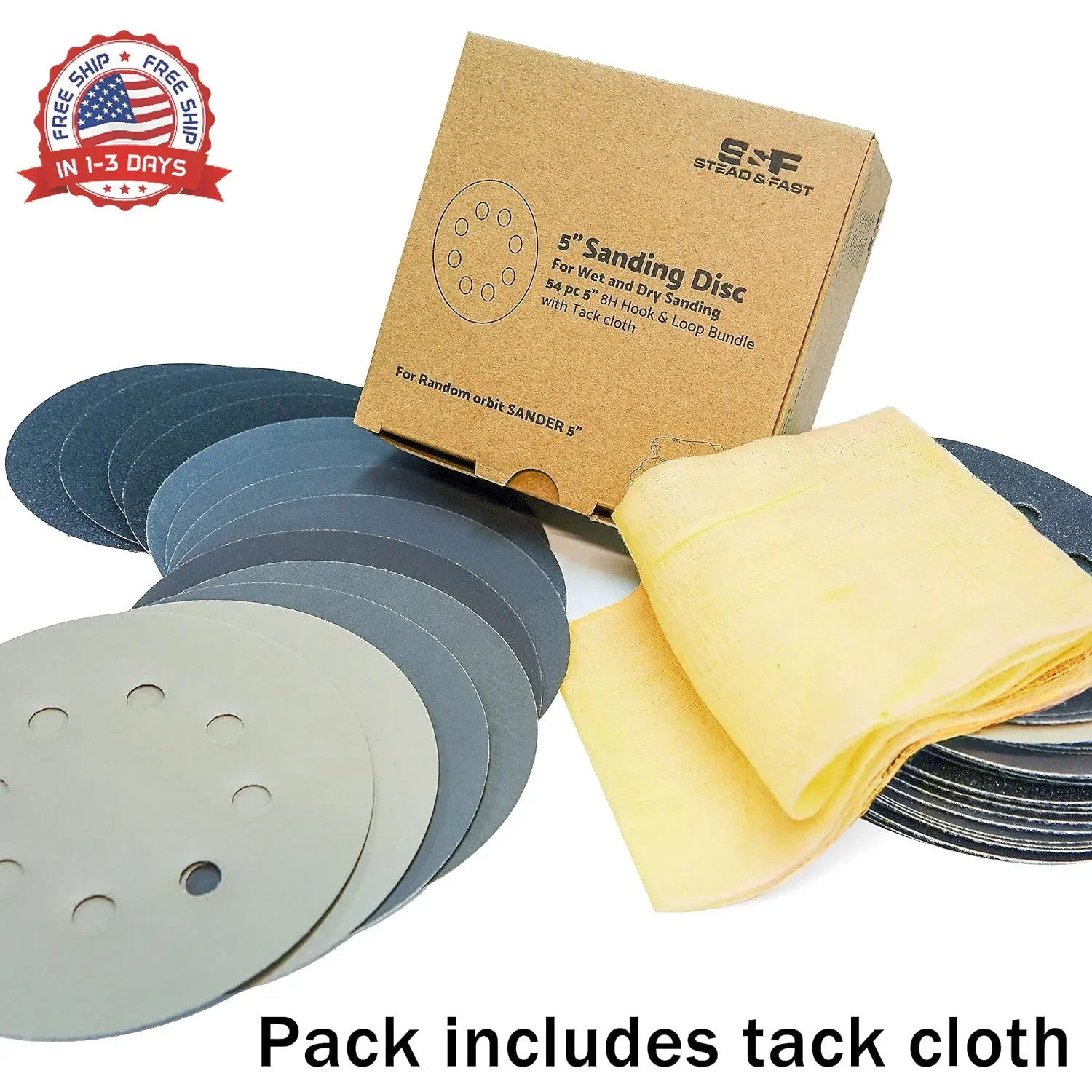 5 inch Wet Dry Sanding Discs Hook & Loop 54 pcs, 80 120 180 220 400 600 1000 200