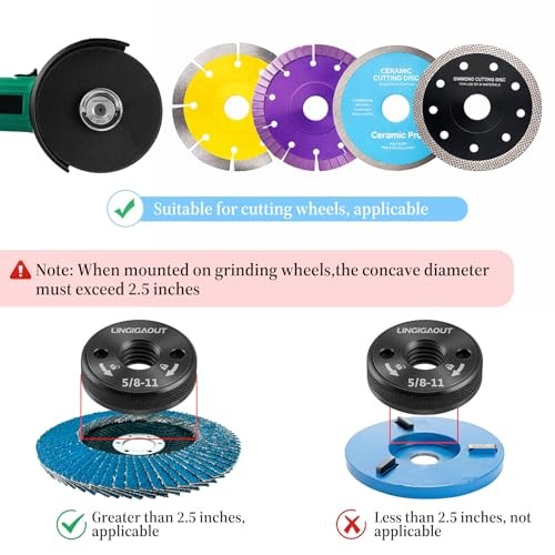 2PCS Angle Grinder Flange Nut with 5/8-11 Inch Thread Metal Grinder Lock Nut
