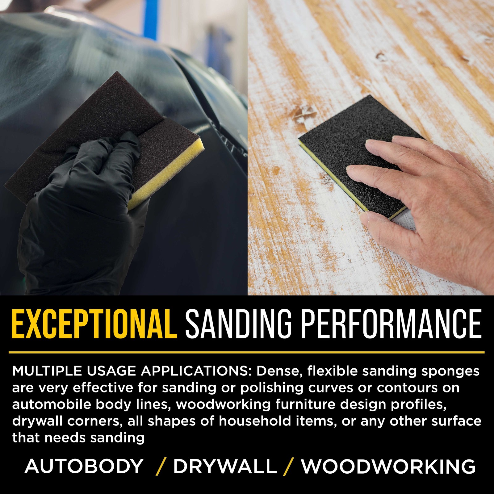 Double-Sided Sanding Sponge Corse Grit Variety Pack, Box of 20, 4.7″ x 3.9″