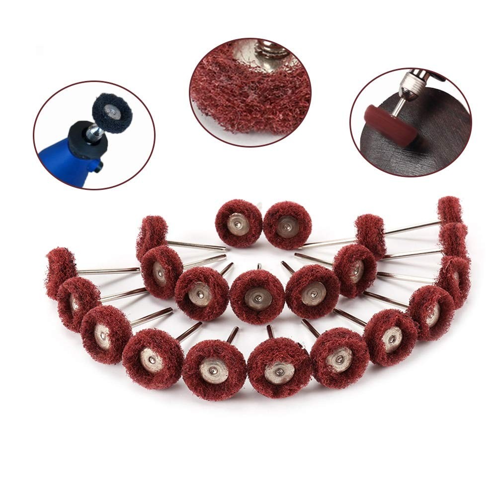 Rocaris 1″ (25mm) Red 240 Grit Abrasive Buffing Polishing Wheels Burr for Rotary