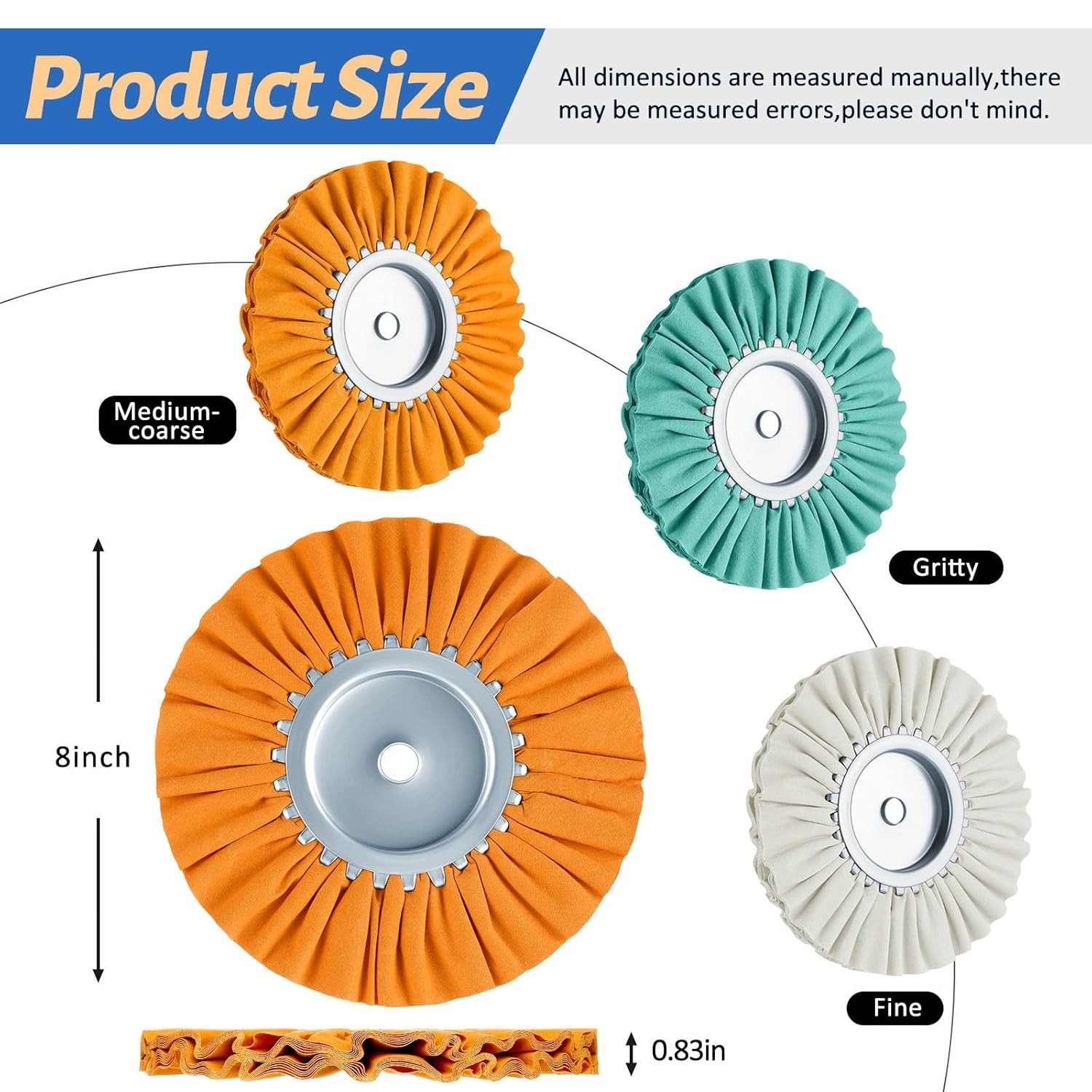 8 Inch Airway Buffing Wheels Kit – Polishing Compound for Angle Grinder