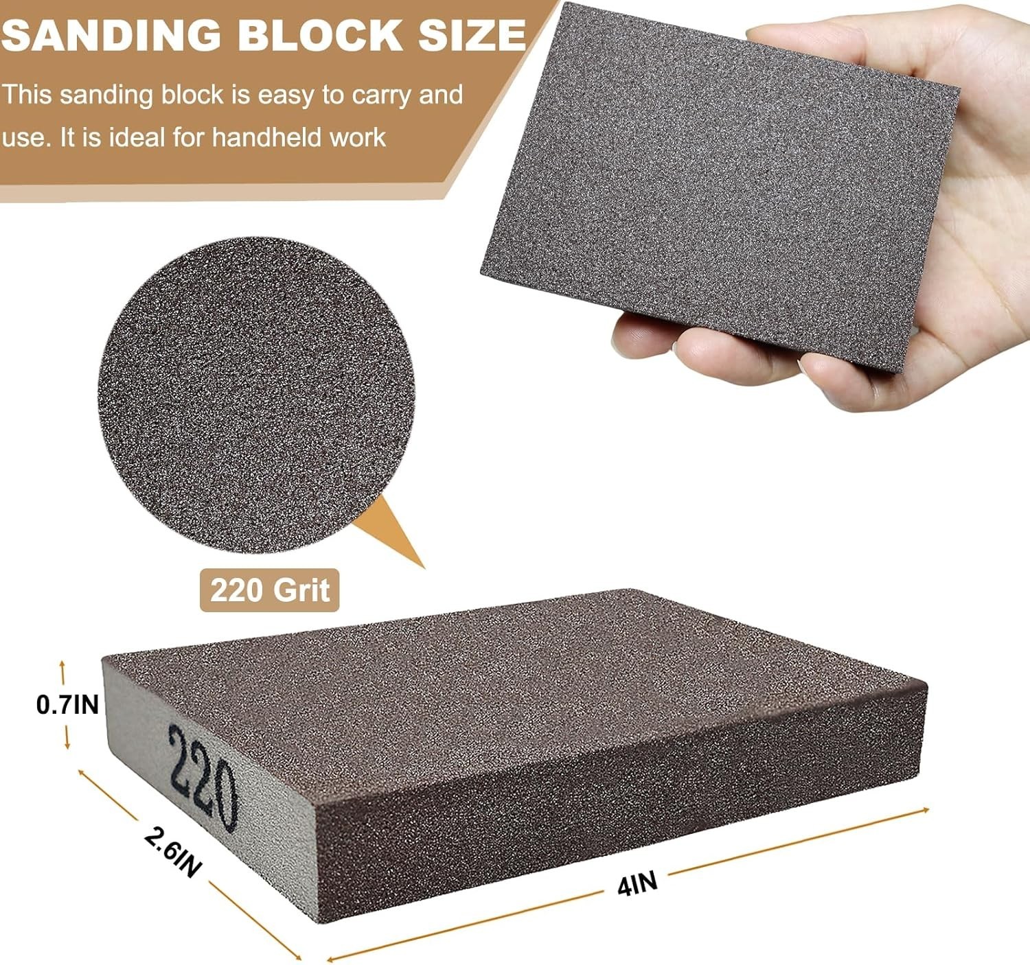 6 Pack 220 Grit Reusable Sanding Sponge – Ideal for Wood and Metal Finishing