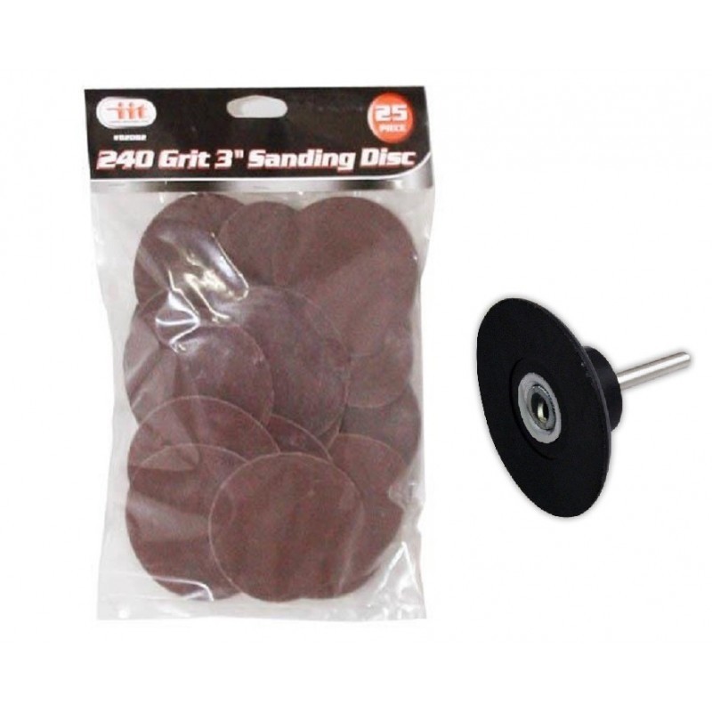 IIT 3″ 240 Grit Sanding Wheels Discs With 1/4″ Mandrel Roll Lock R Style 82082