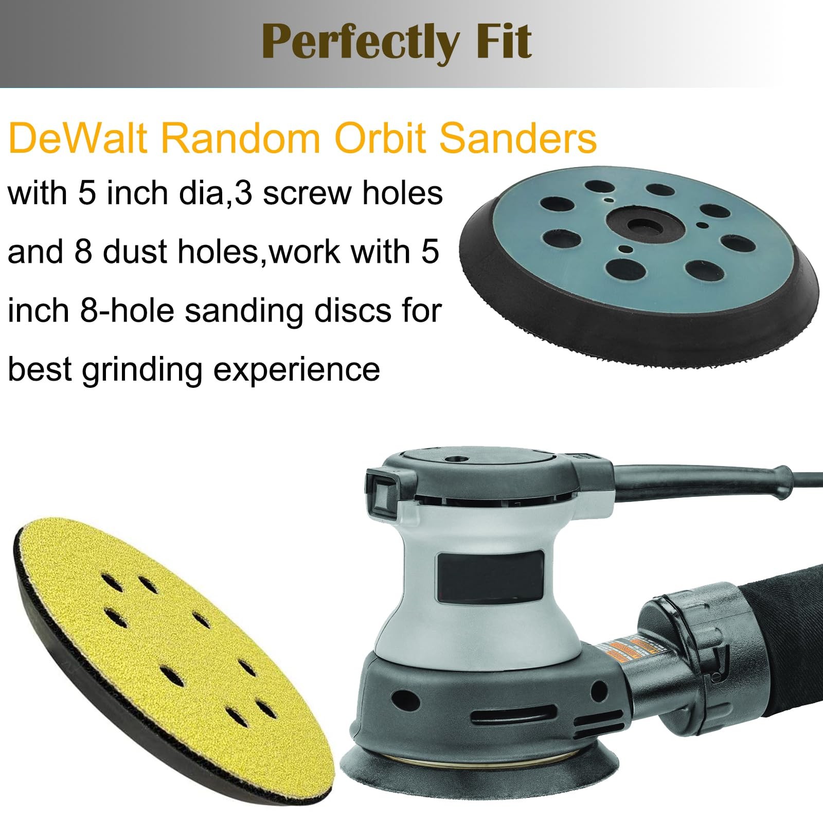 2 Pack 5 Inch 8 Hole Hook and Loop Sander Pad for 343 343k 390 390K 382 343VSK