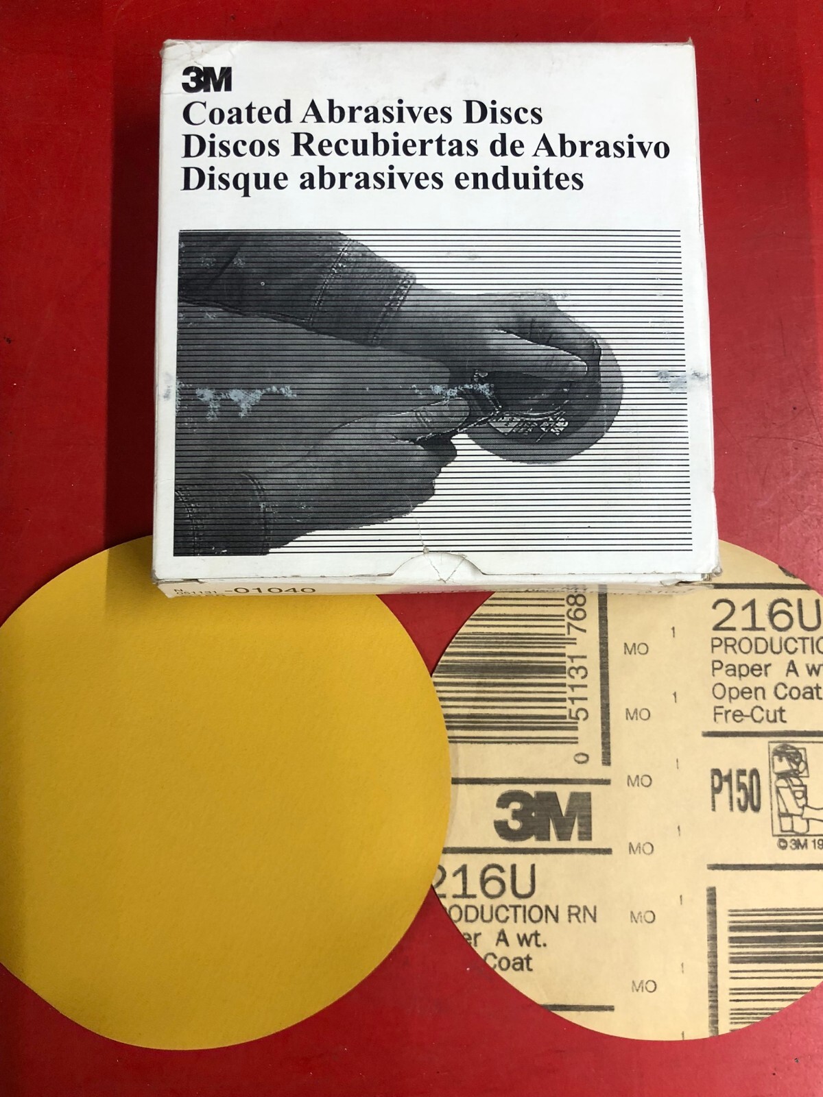 3M 01040 PRODUCTION FRE-CUT 216U GOLD PAPER 6″ INCH (100) DISCS P150 GRIT GRADE