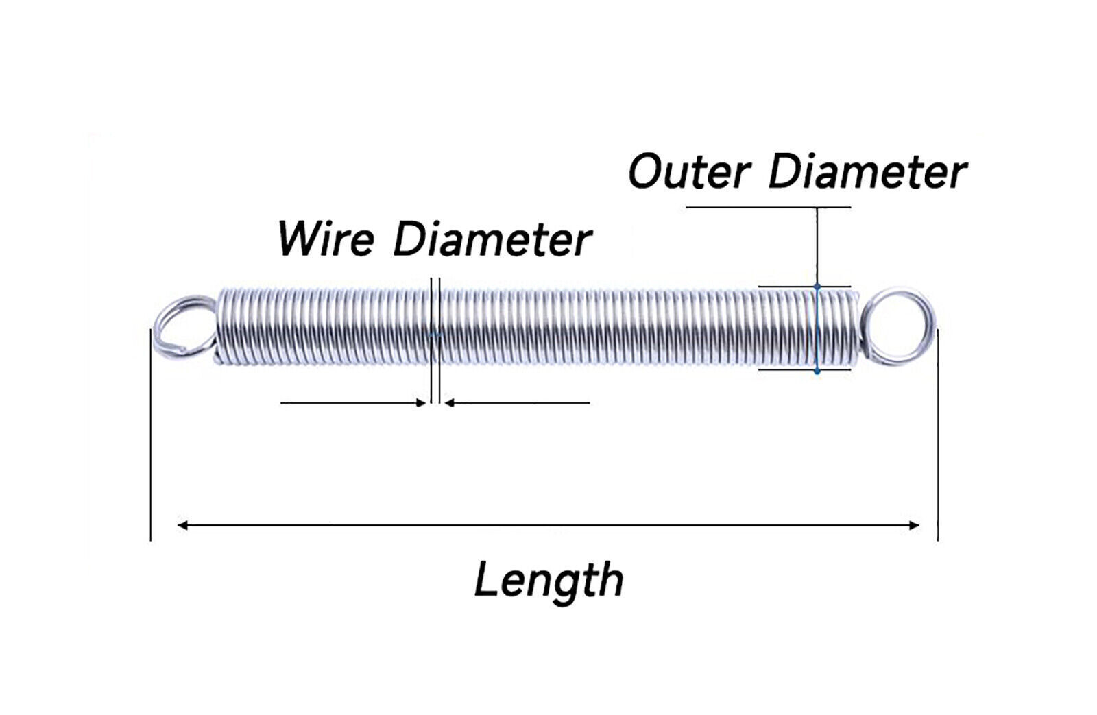 Stainless Steel Wire Dia 0.3-3mm Extension Spring Expansion Springs L :10-300mm
