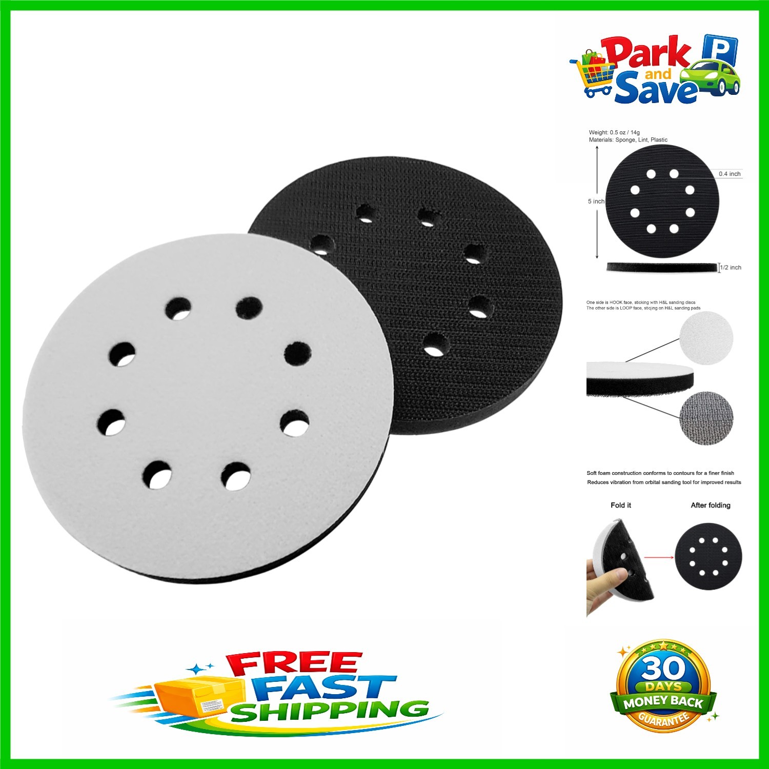 Lightweight 5-Inch Sponge Pads with Dust Extraction for Smooth Finishes