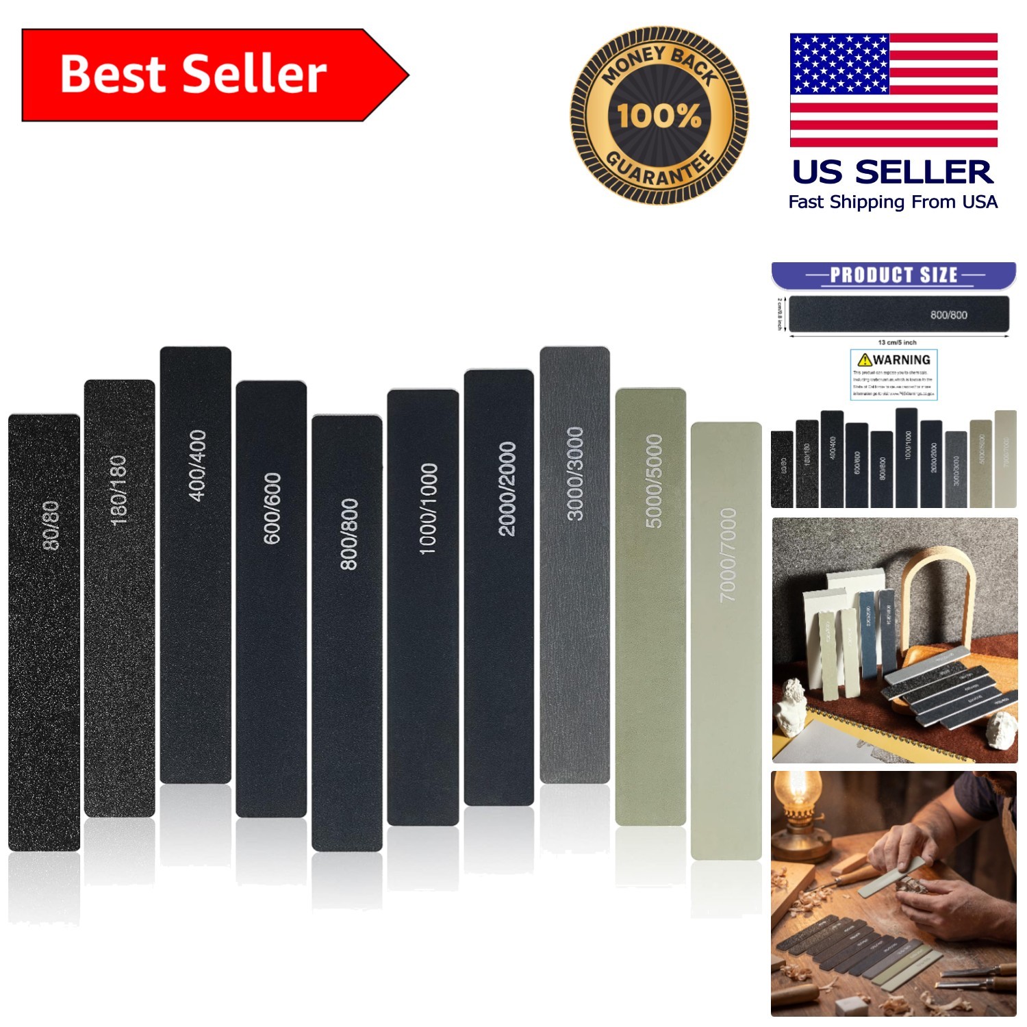 20 Pcs Double-Sided Sanding Sticks with Grit Labels – Classic Crafting Tools