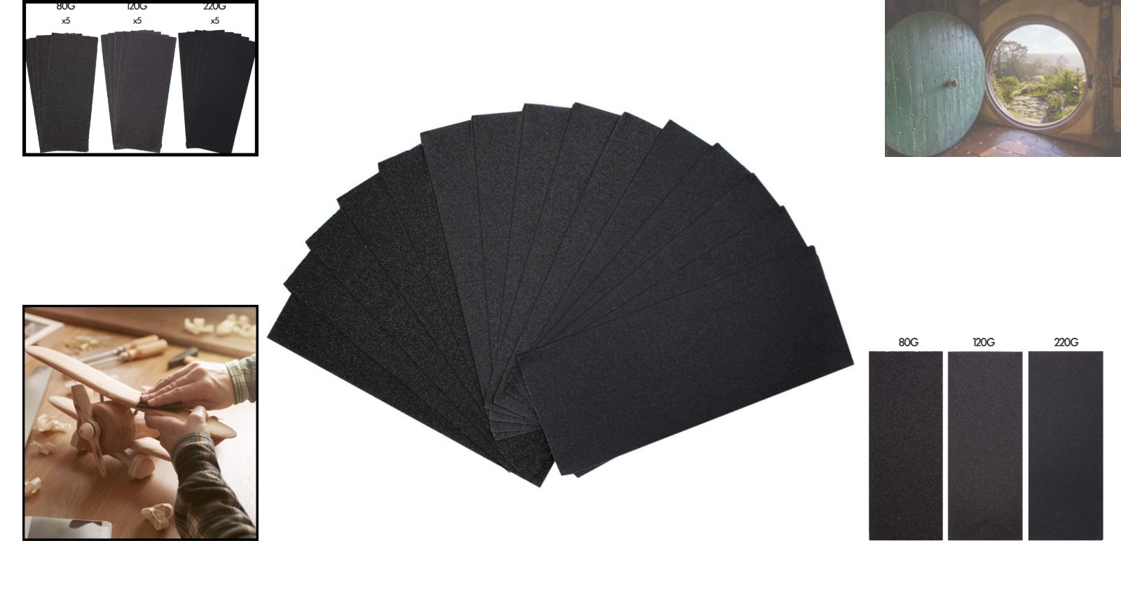 15-Piece Assorted Grit Sandpaper Set for Wood, Metal & Auto Finishing 9 x 3.6 in