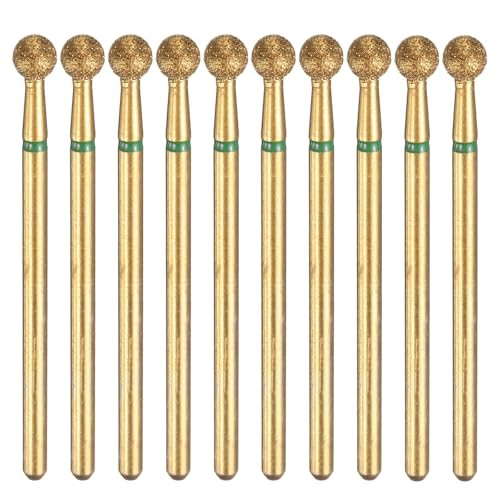 10pcs 100-120 Grits Diamond Grinding Bit Ball Head 2.35mm Shank 4mm Green