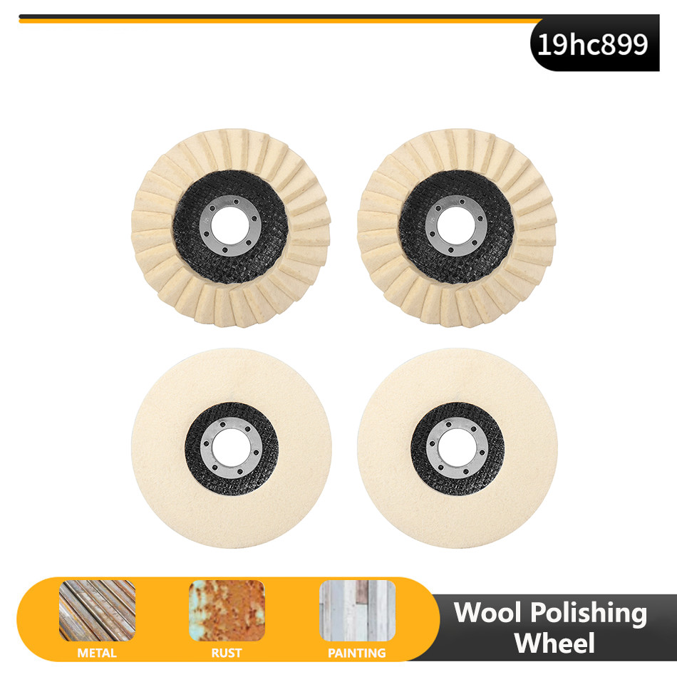 5″ Wool Polishing Wheel Pad Angle Grinder – Polishing Disc Ideal Metal 125mm 4Pc