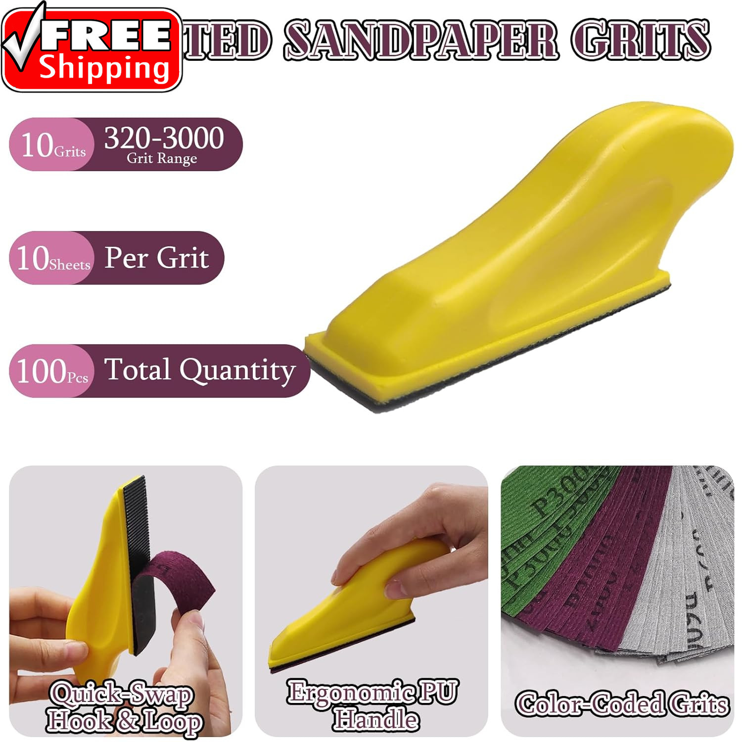 100Pcs Micro Detail Sander Paper Kit Wet Dry Sandpaper 320 400 600 800 1000 1200
