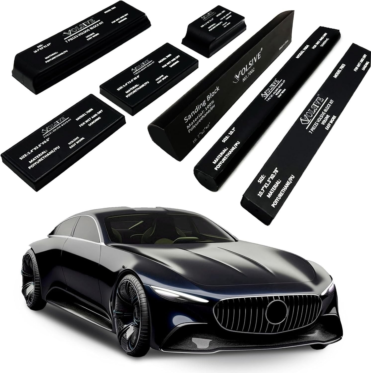 Versatile 7-Piece Automotive Sanding Block Set – Perfect for Wood & Paint