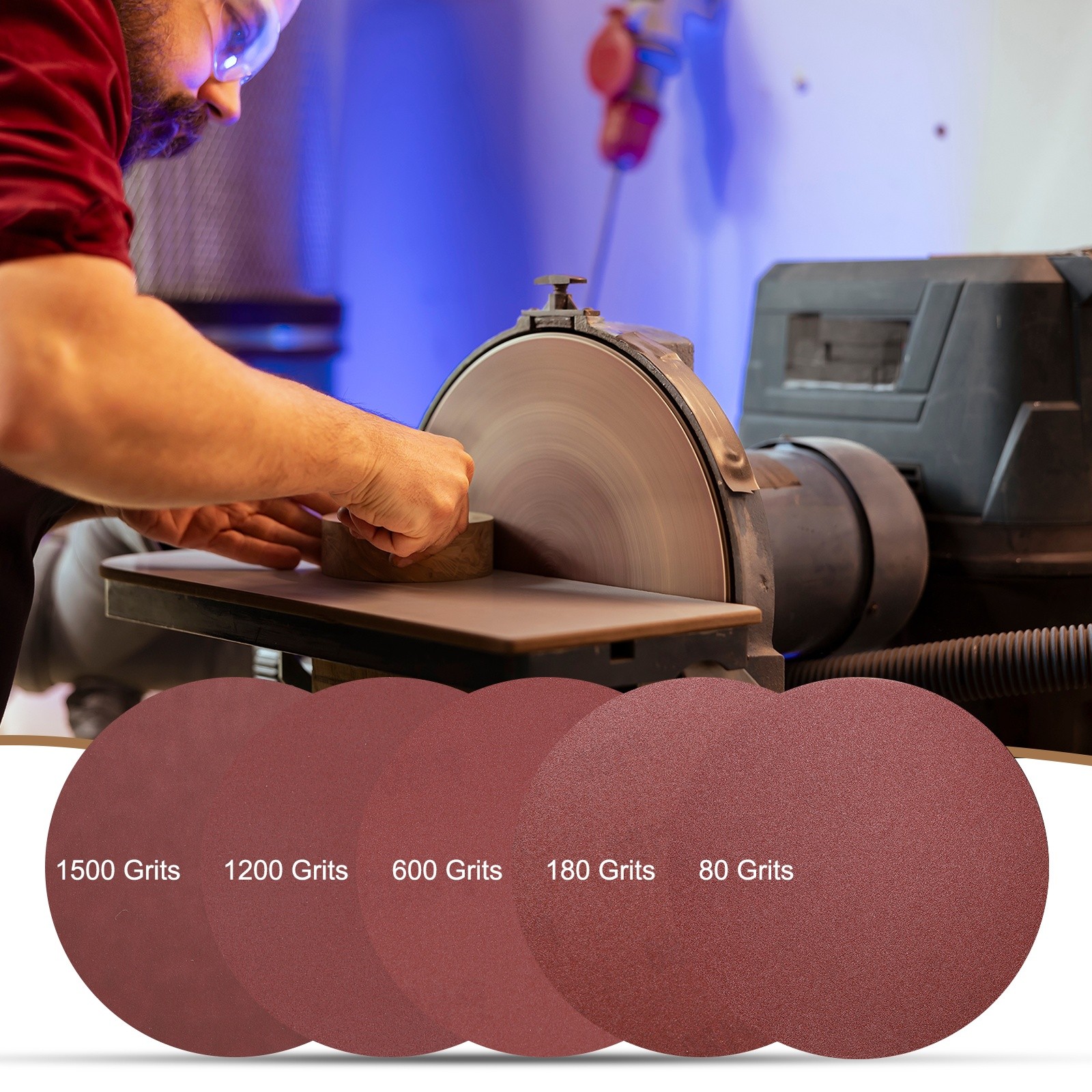 2pcs 10″ Hook and Loop Sanding Discs 150 Grits Aluminum Oxide Sandpapers