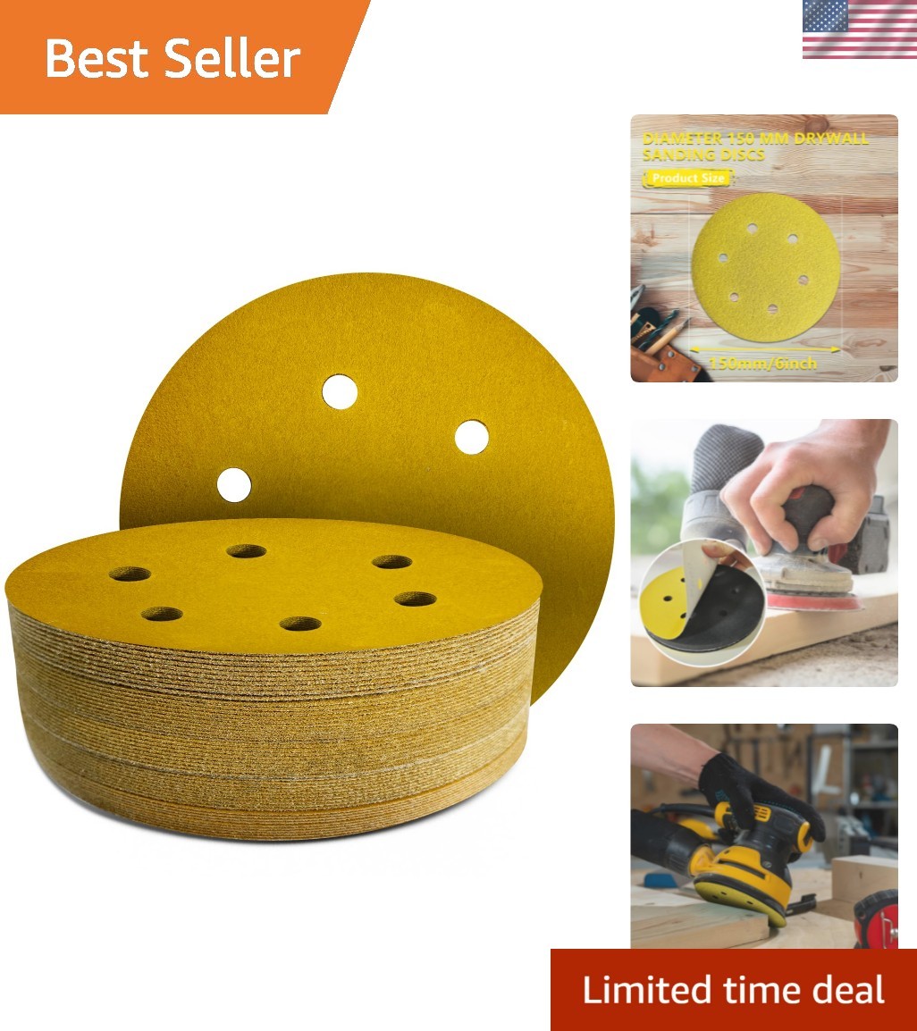6 Inch Sanding Discs, 100-PCS, 6 Hole Hook and Loop Sandpaper Set, 60/80/120/…