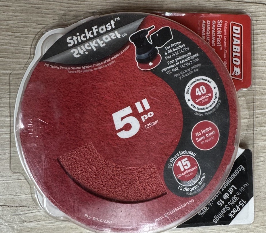 15pc Diablo 5″ Premium Ceramic Blend Hook & Lock Sanding Discs -120 Grit-