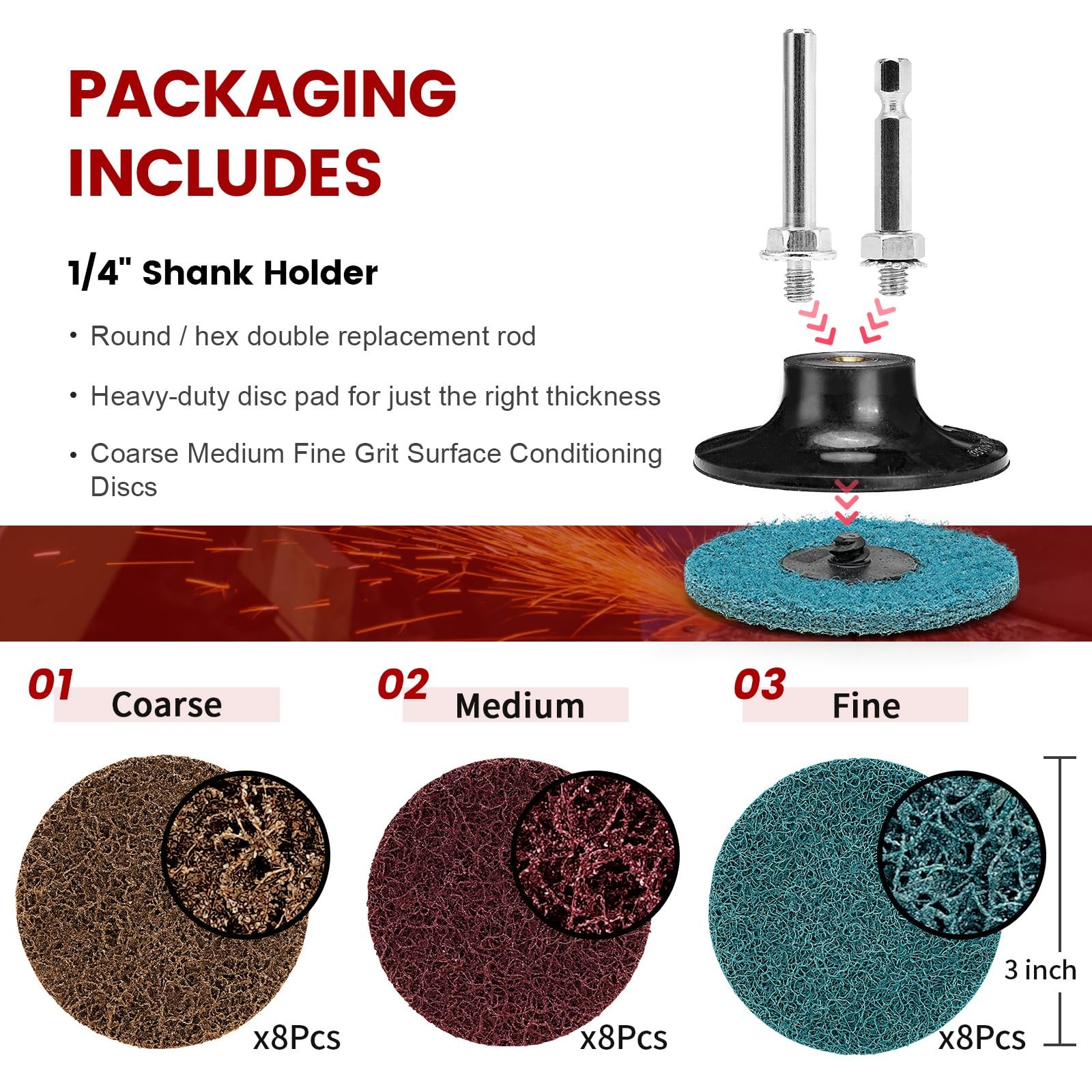 25 Pcs 3 Inch Roll Lock Sanding Discs Quick Change Surface Conditioning Discs