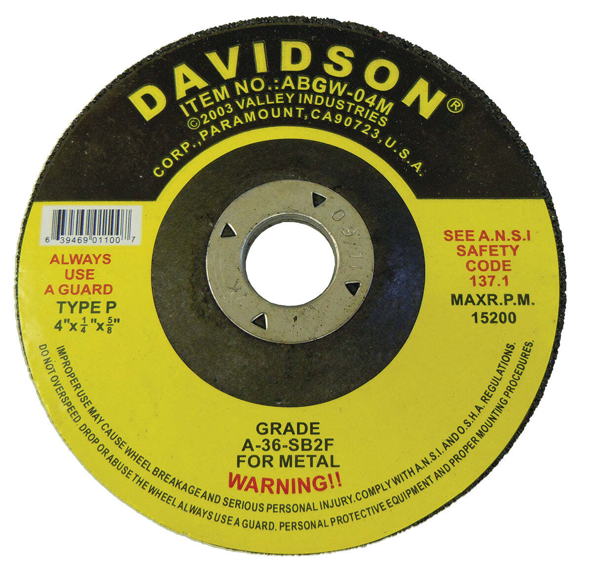 GRINDING WHEEL 4″x 1/4″x 5/8″ FOR METAL