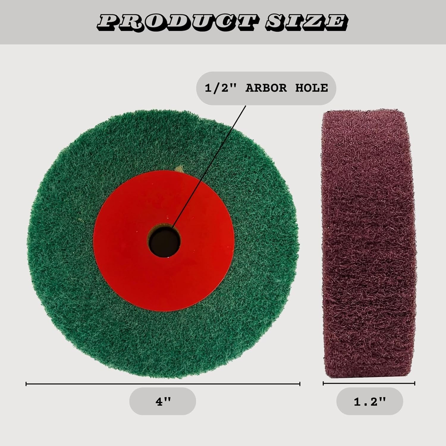 3Pcs 4″ Nylon Polishing Wheels, 320/600/800 Grit, 1.2″ Thickness, 1/2″ Arbor