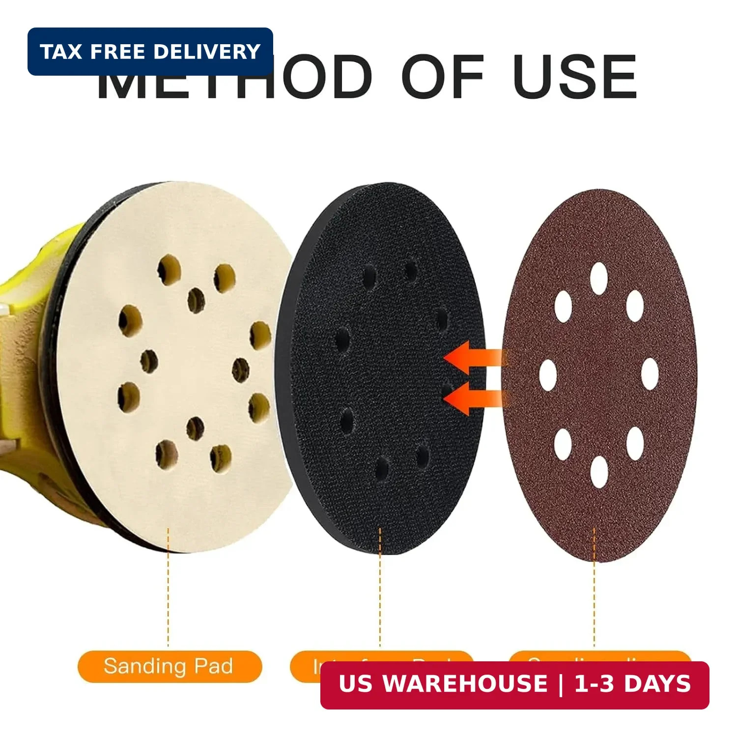 TPSUIPA 6 Pack 5 Inch 8 Hole Foam Sanding Pads, Soft Density Interface Pad, H…