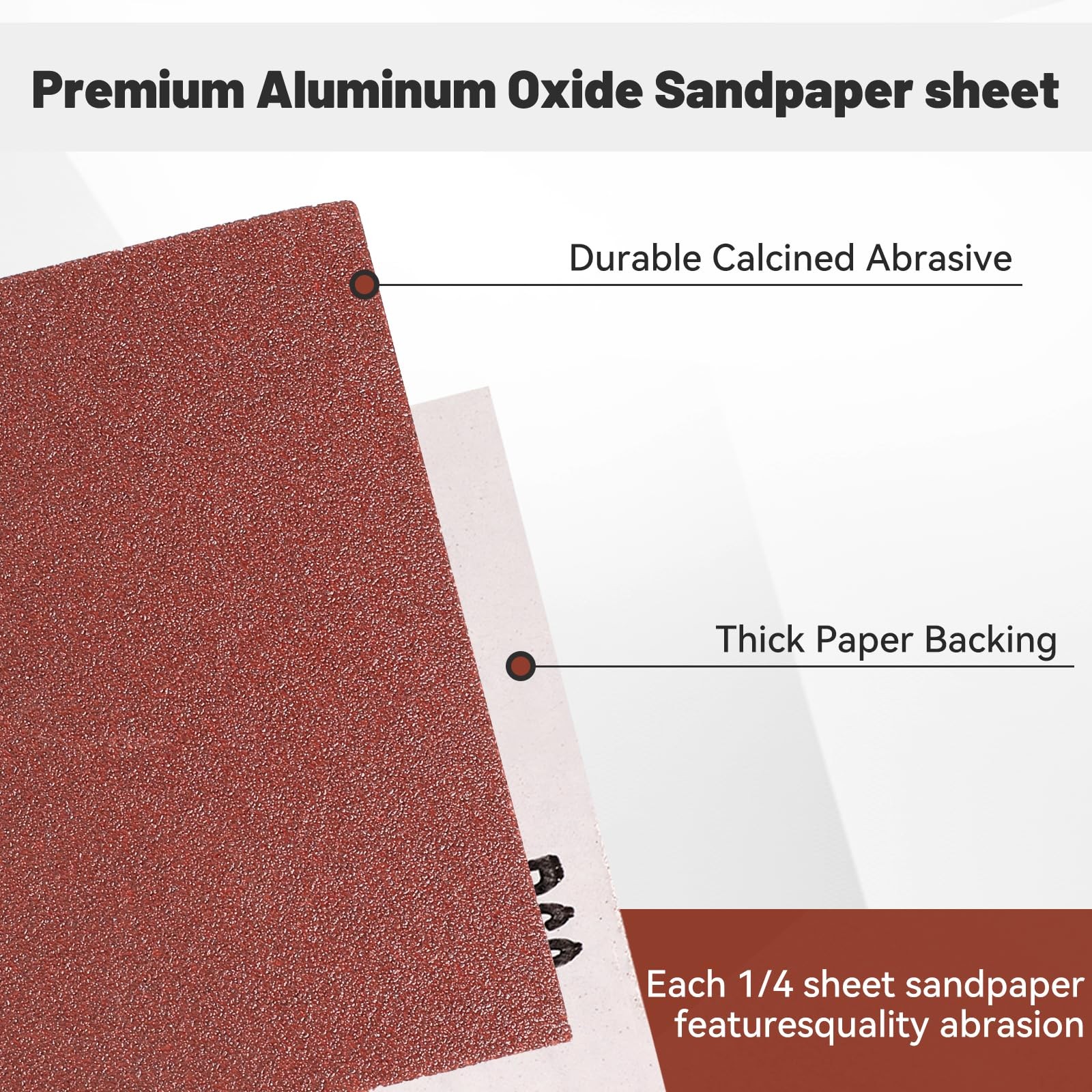 BAOSTC 1/4 Sandpaper Sheet4-1/2″*5-1/2″ Assorted120-180-24050PACK