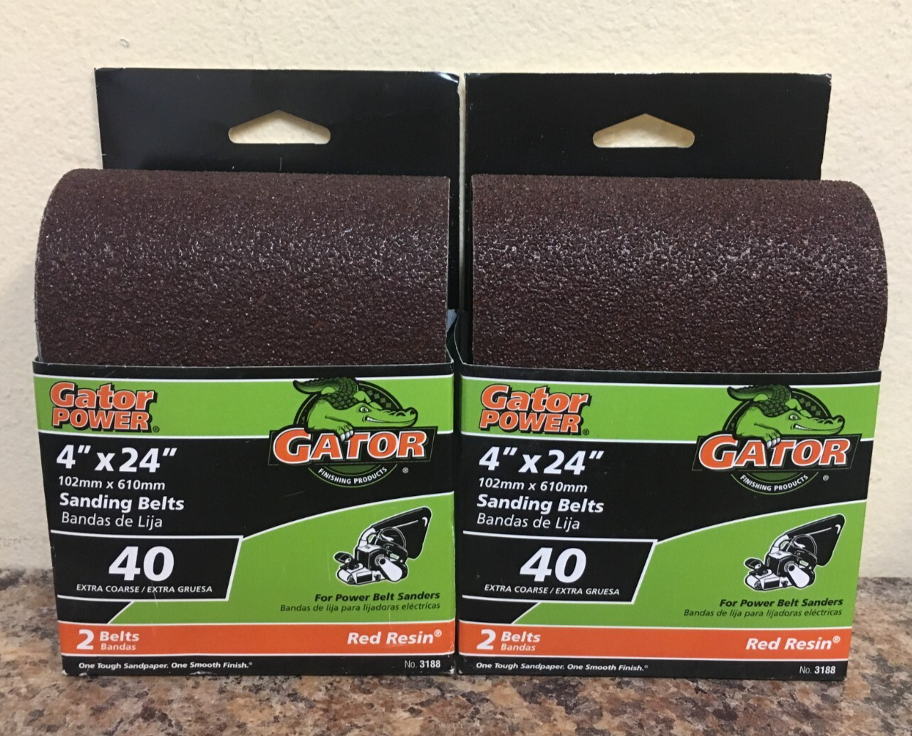Gator 3188 4 in. x 24 in. 40 Grit Extra Coarse Sanding Belts 2 Pks of 2 Pcs.