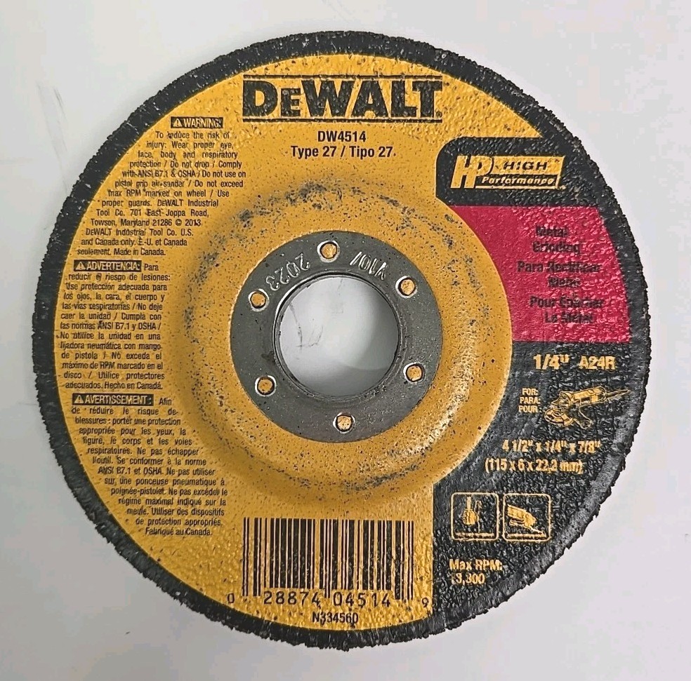 DEWALT DW4541 4.5 inch Grinding Wheel – Yellow (3 Pack)