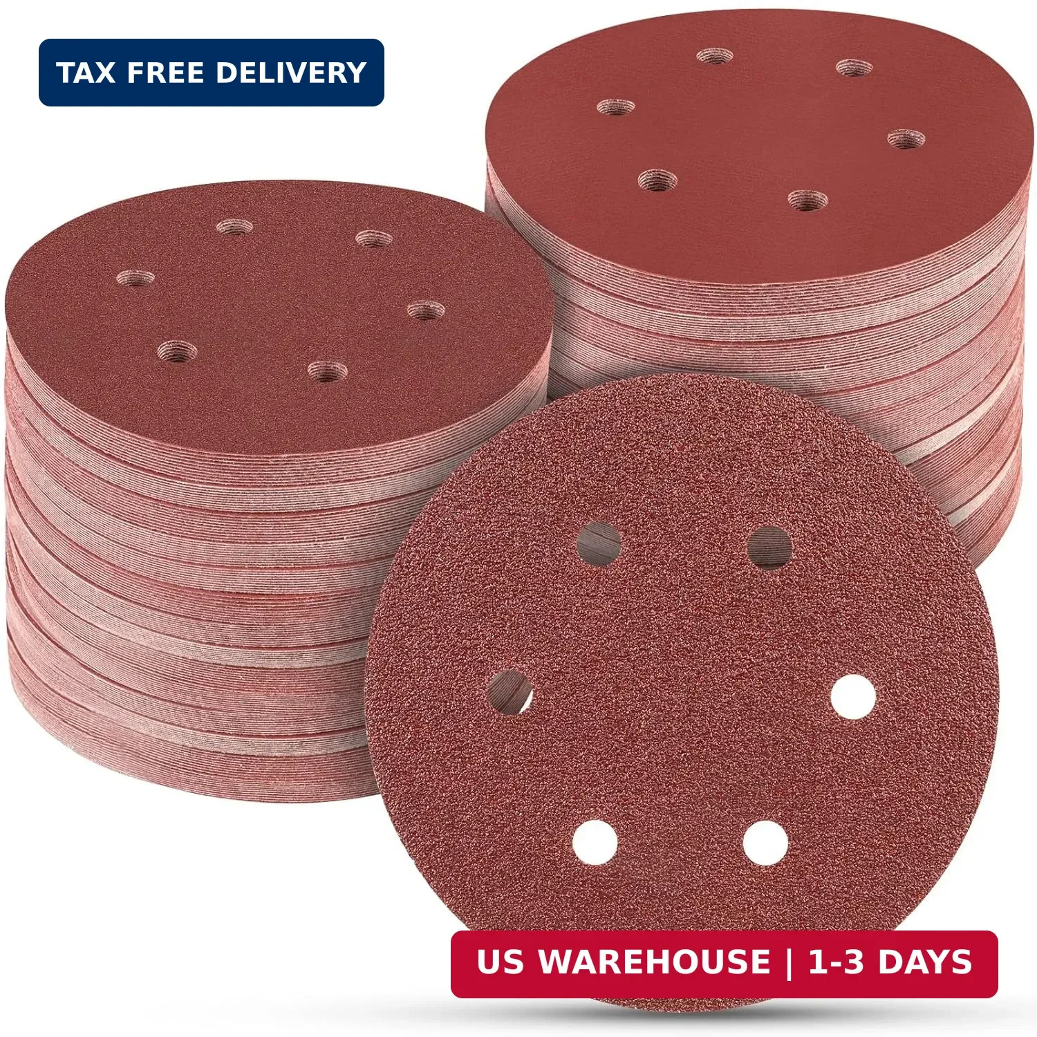 100 PCS 6 Inch Sanding Discs, 6 Hole Hook and Loop Sandpaper 60 80 120 240 400 G