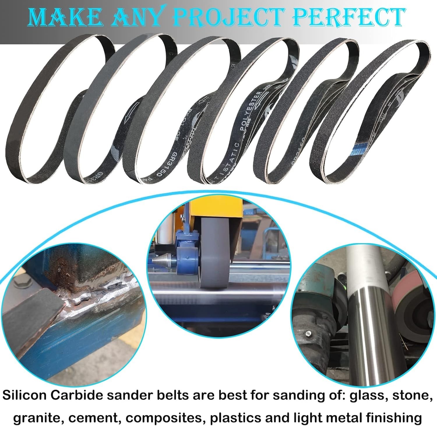 18 PCS 1 X 42 Inch Silicon Carbide Sanding Belts Assortment- 80, 120, 240, 400,