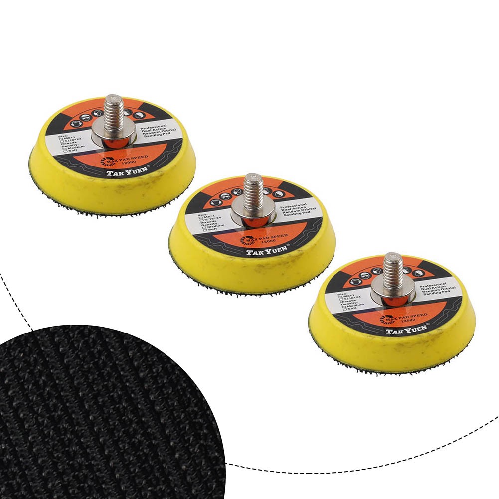 3pcs 1/2/3″ Hook & Loop Backing Pads Sanding Disc Sander Plate Polisher M6