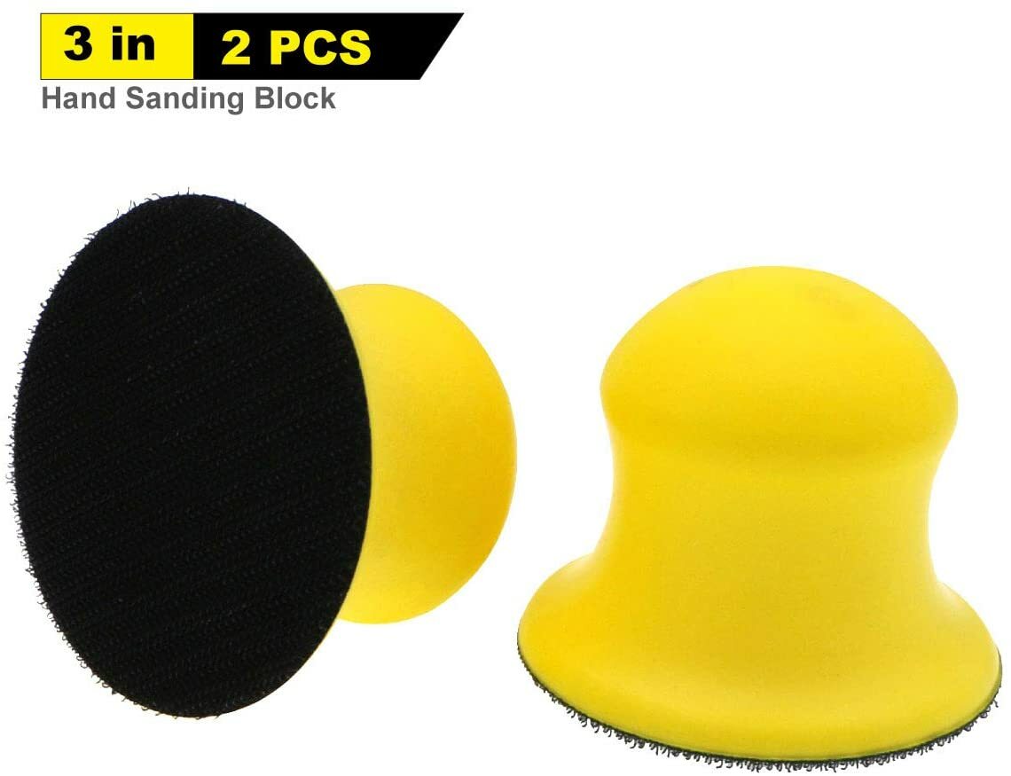 3″ Round Foam Hand Sanding Block Hook and Loop Disc Backing Pad Polishing 2Pcs