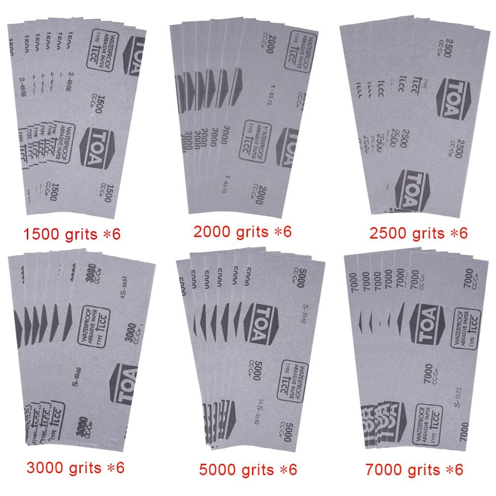 AUSTOR 36 Pieces Sandpaper 1500 2000 2500 3000 5000 9 x 3.6 inches, Brown