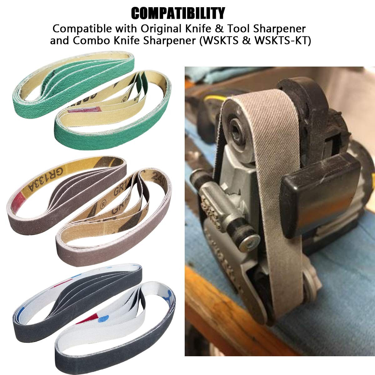 24 Pcs 1/2″ x 12″ Replacement Belt Kit for Work Sharp Original Knife & Tool S…