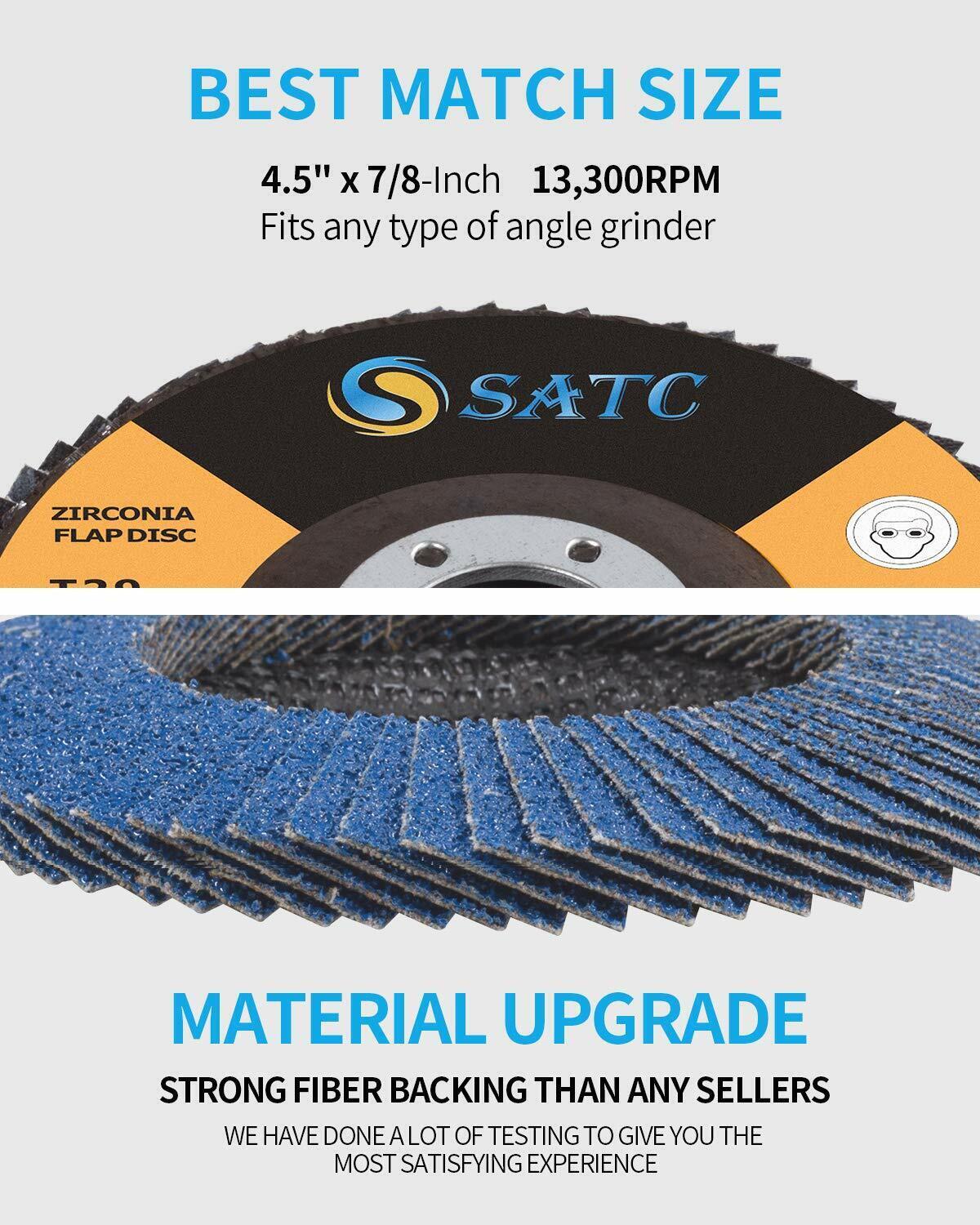 S SATC 20PCS Flap Discs 4-1/2″ for Angle Grinder 40/60/80/120 Grit Flap Disc T29