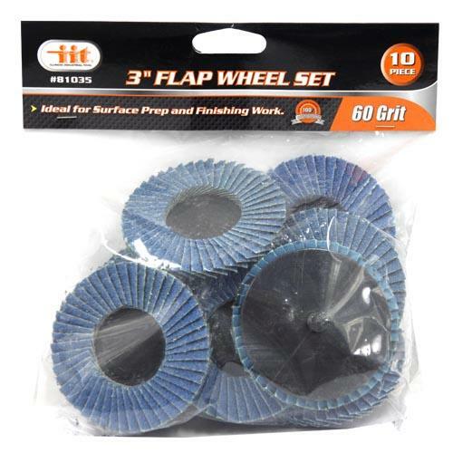 IIT 10 Pack 60 Grit 3″ Flap Wheels Discs And 1/4 Mandrel Roll Lock R Style 81035