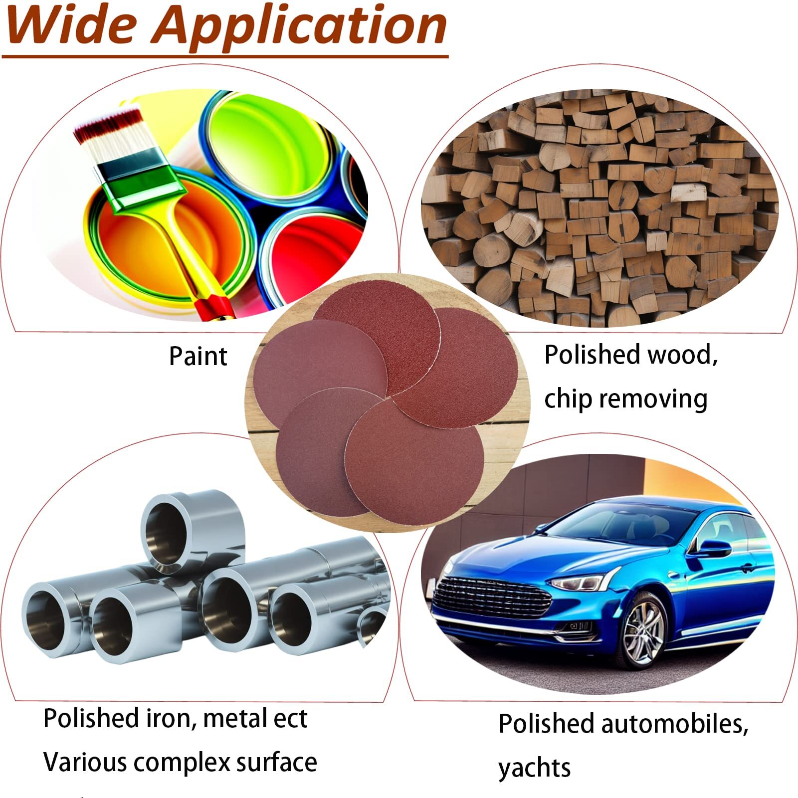 60 Pcs 6inch Nohole Psa Aluminum Oxide Self Stick Sanding Disc Of 80 120 180…