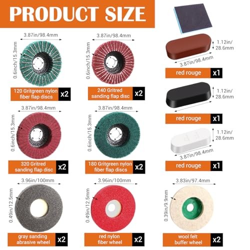 18 Pack 4 Inch Buffering Wheels Polishing Kit with Compound for Angle Grinder,