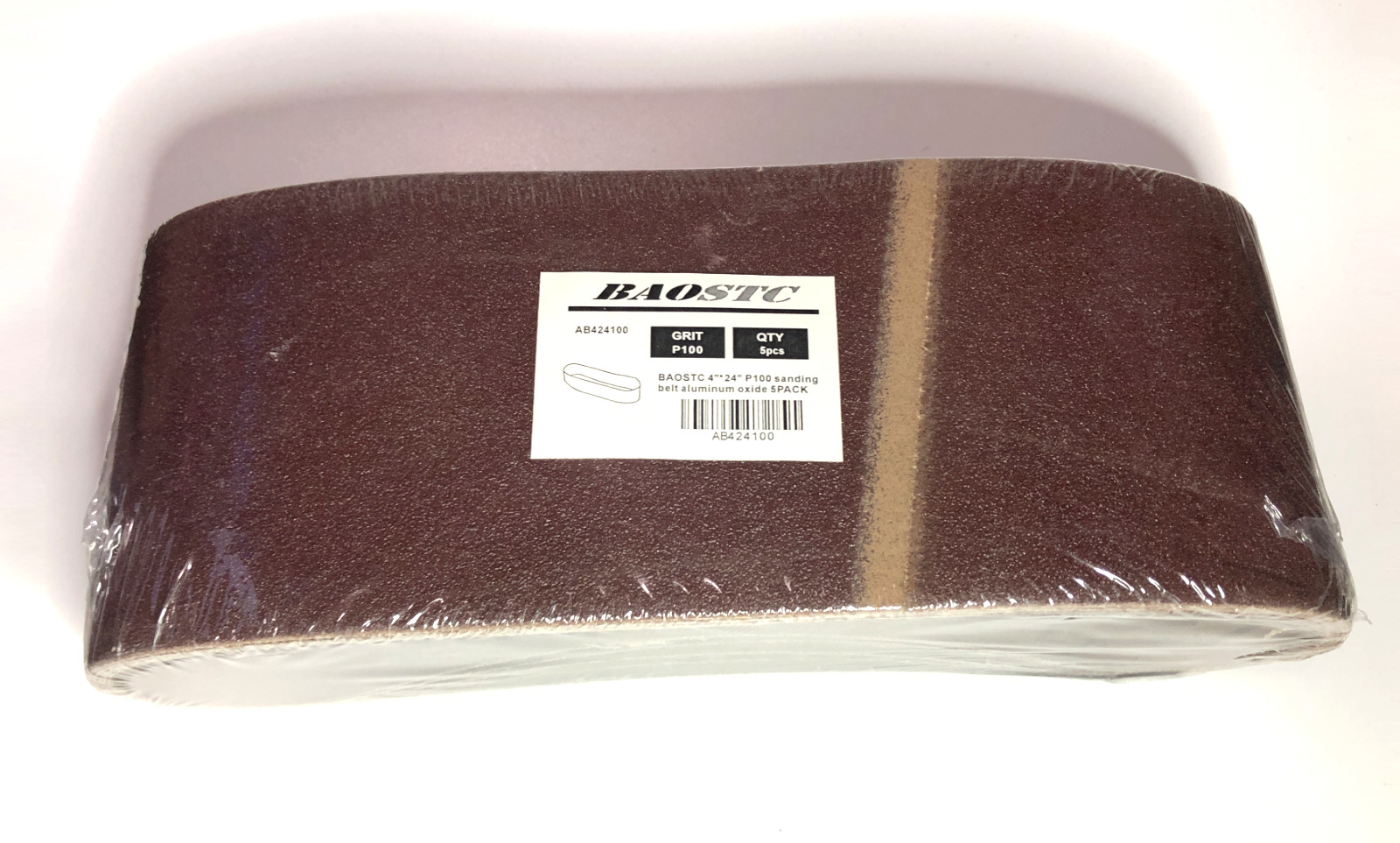 BAOSTC 4 x 24″ Sanding Belt 100 Grit Aluminum Oxide Sandpaper Belt – 5 PK
