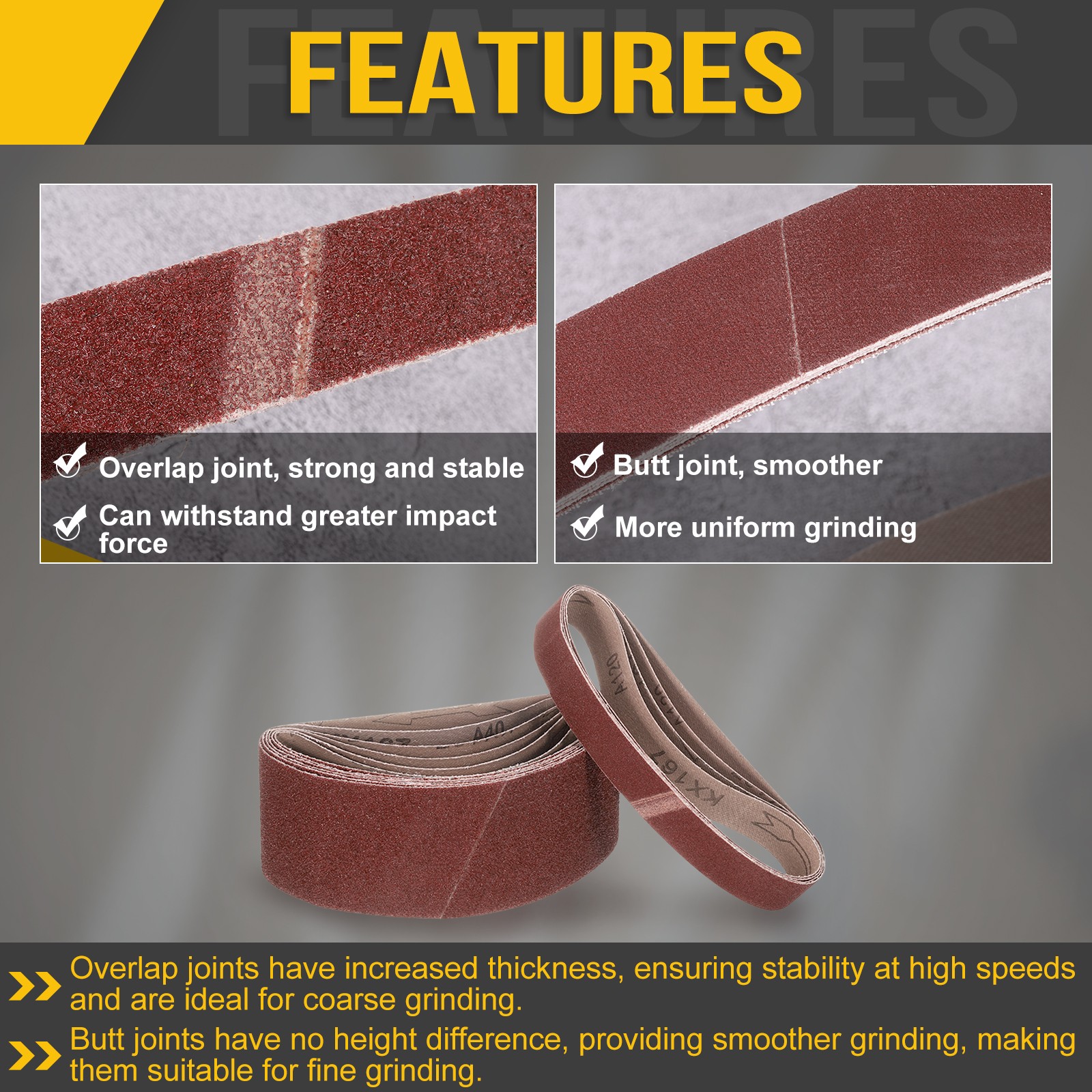 3″ x 18″ Sanding Belt Set,12 Piece 60/80/120/180/240/400 Grit for Knife