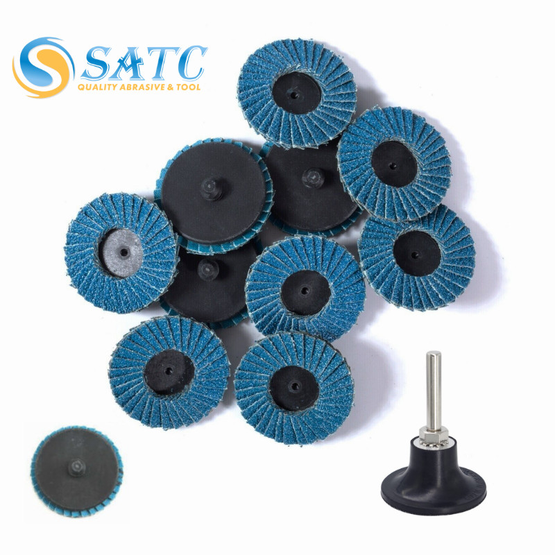 10PC Quick Change 2 inch Roll Lock Flap Sanding Disc 40-120 Grit for Die Grinder